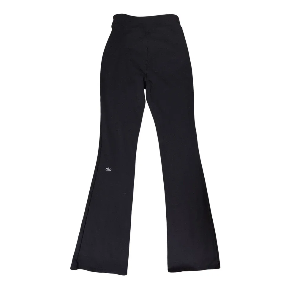 ALO Yoga Black High-Waist Flare Leggings with Front Slits